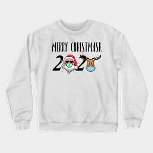 Merry Christmask 2020 Christmas Santa Reindeer Face Mask Crewneck Sweatshirt